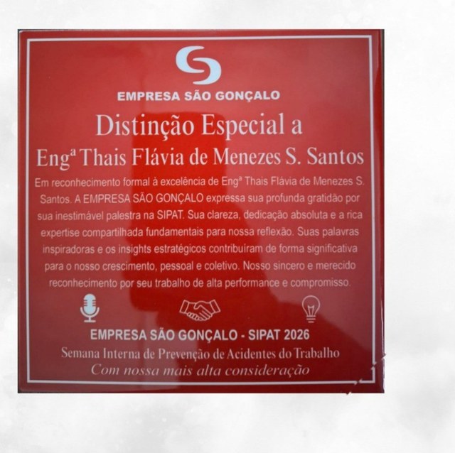 Placa de homenagem da Empresa São Gonçalo